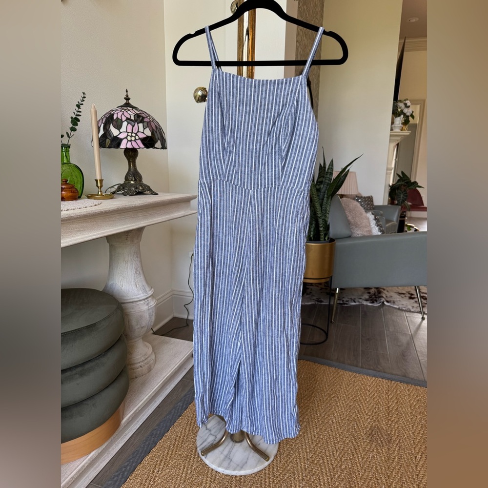 Old Navy Blue Striped Jumpsuit